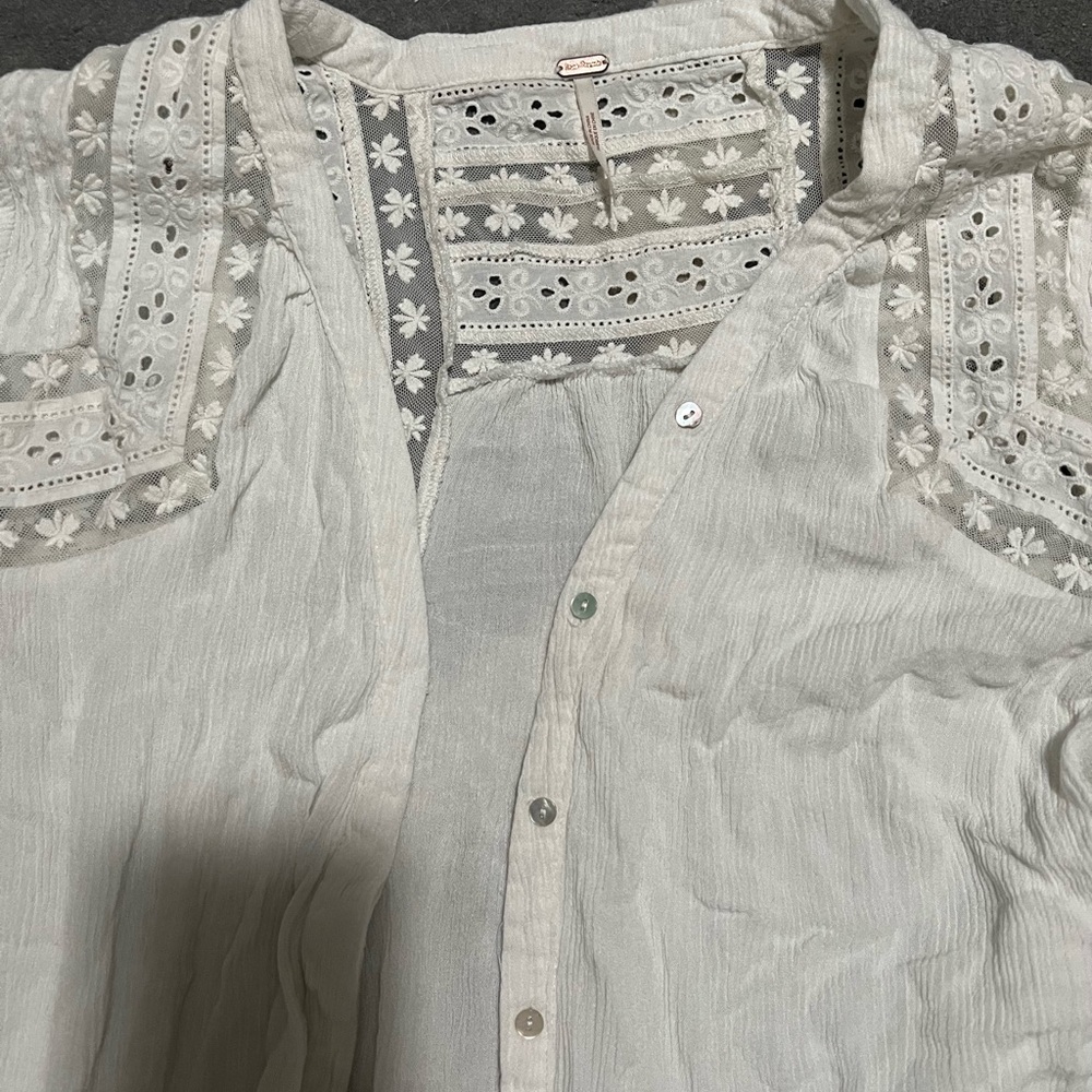 Free People Courtney Victorian Shirt Dress in white - Picture 4 of 6